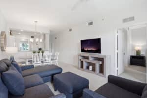 Open-plan living and dining area in a Southwest Florida resort villa